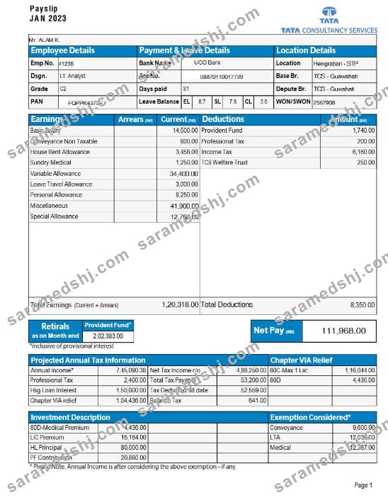 Tata Consultancy Services payslip template in Word and PDF formats.pdf, 1